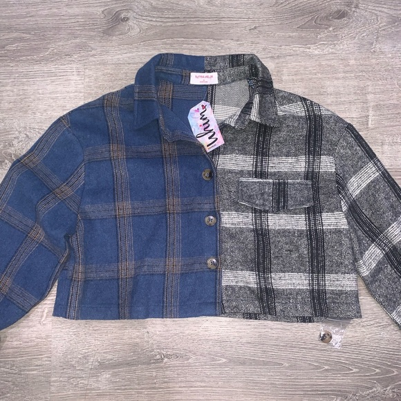 NWT URBAN OUTFITTERS BUTTER MELON BOXY PLAID FLANNEL CROP JACKET SHIRT M - Picture 5 of 10
